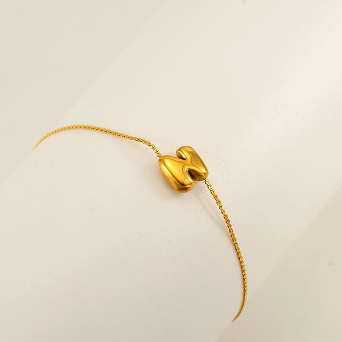 1 Stück Simple Series Daily Letter Edelstahl 18 Karat vergoldet Unisex Kettenarmbänder